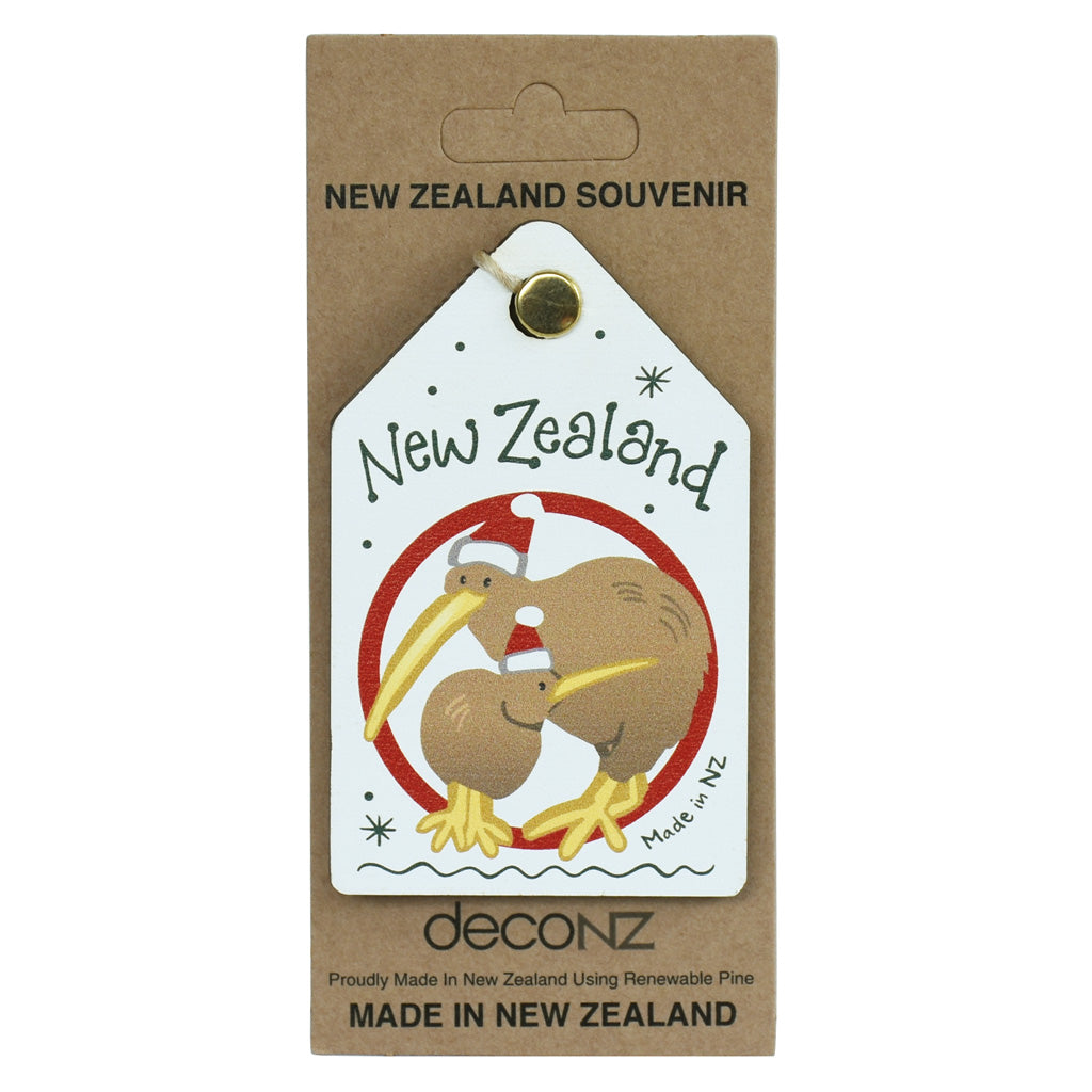 New Zealand Made Wooden Decoration - Kiwi Family