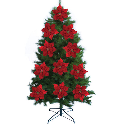 Poinsettia with Clip - Red