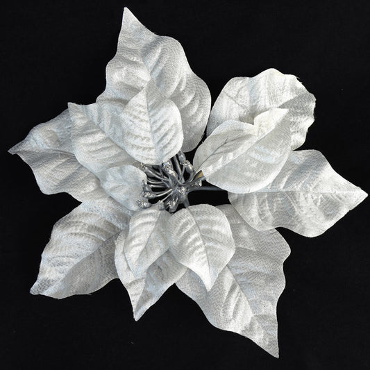 Poinsettia with Clip - Silver