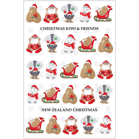 Tea Towel - Christmas Kiwi and Friends